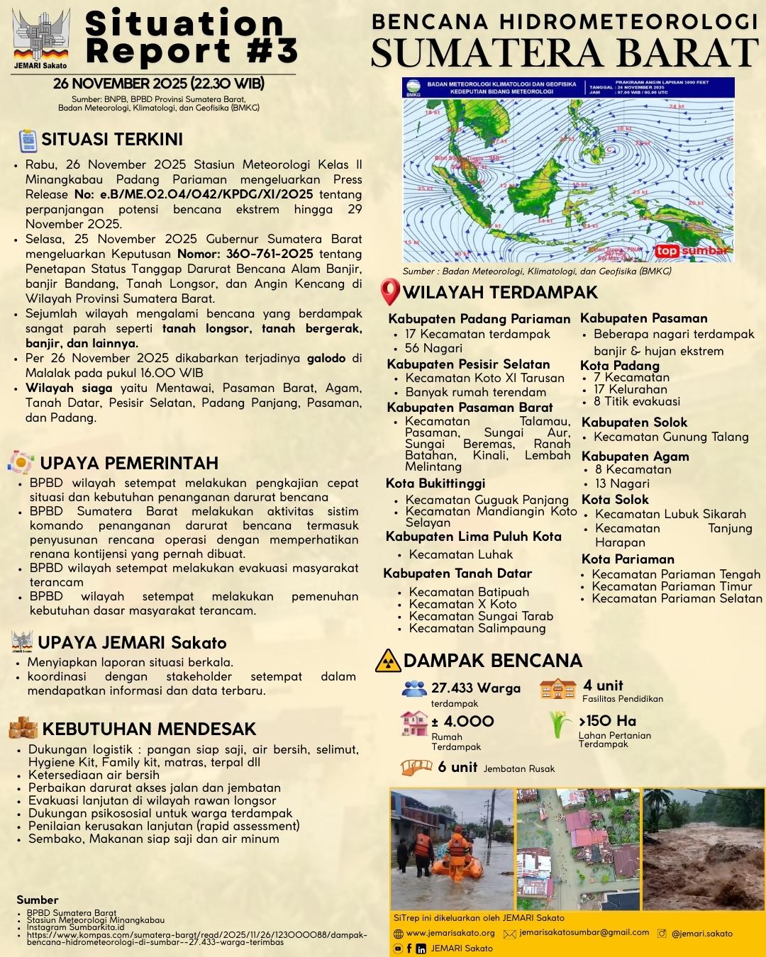Bencana Hidrometeorologi Sumatera Barat (SiTrep #3)
