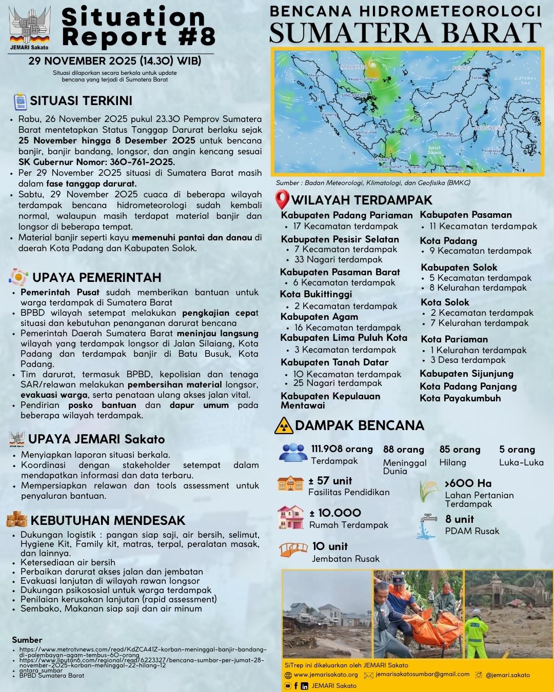 Bencana Hidrometeorologi Sumatera Barat (SiTrep #8)