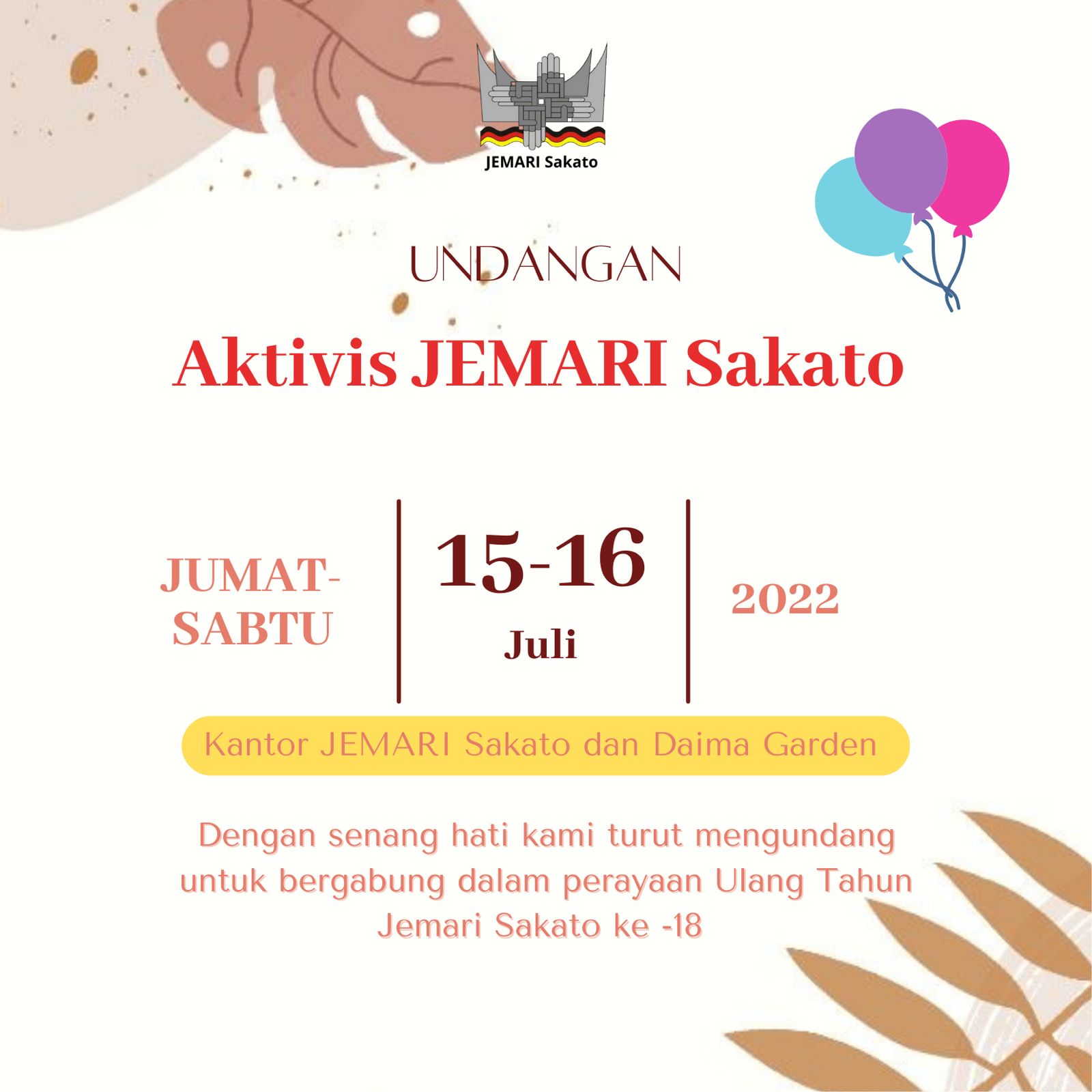 Perayaan MIlad JEMARI Sakato ke-18