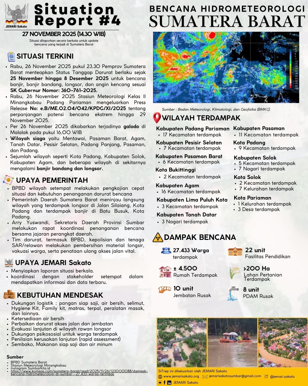 Bencana Hidrometeorologi Sumatera Barat (SiTrep #4)