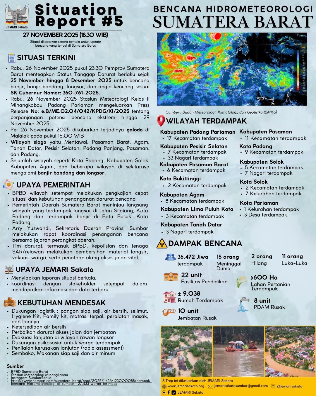 Bencana Hidrometeorologi Sumatera Barat (SiTrep #5)